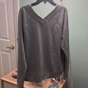 Grey cross neck top